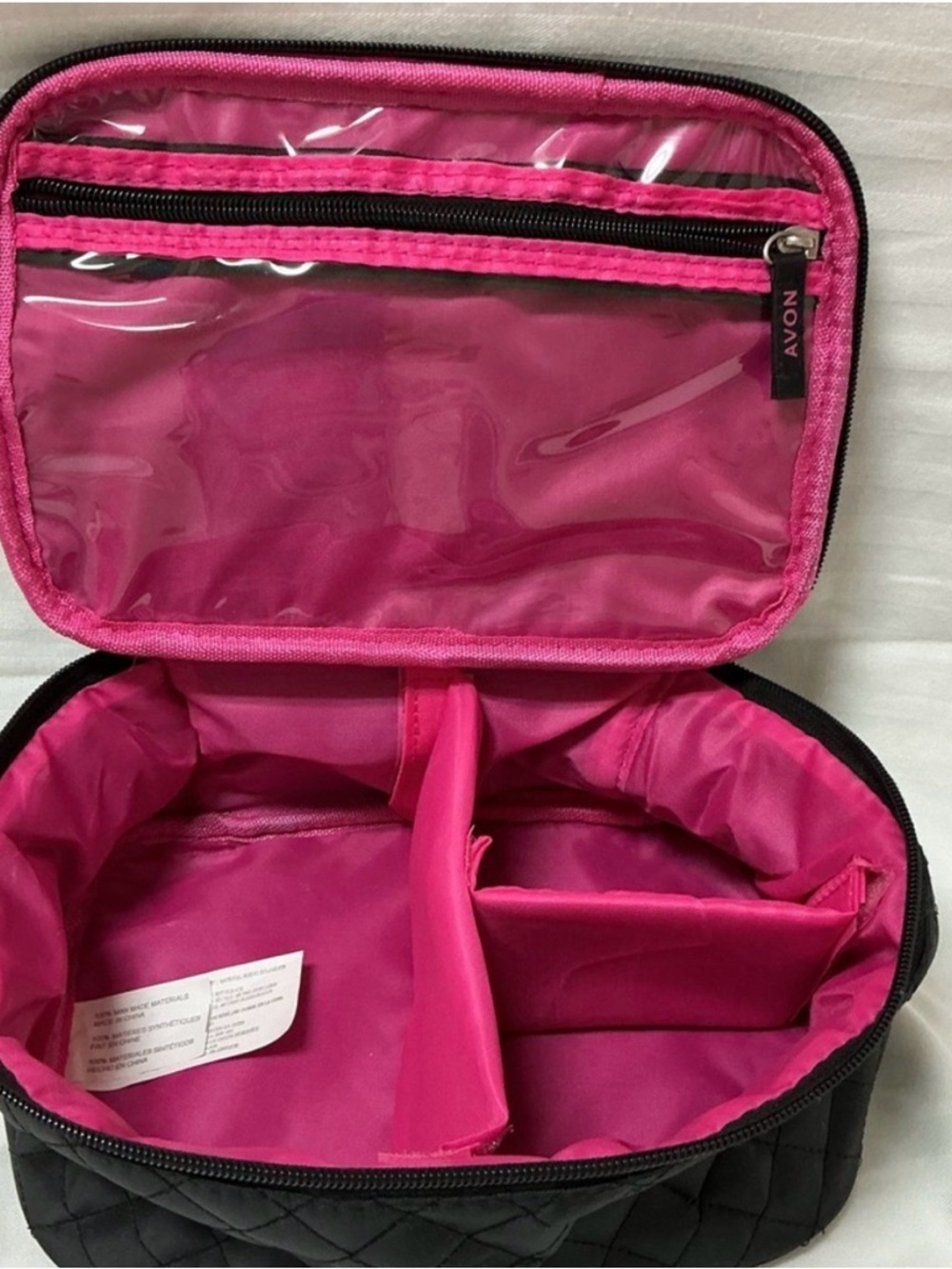 Quilted Cosmetic/Makeup/Jewelry Case in Hot Pink and Black